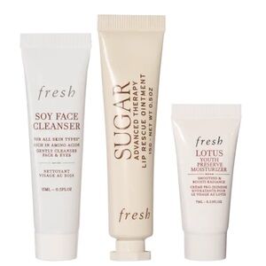 🤍2 for $75🤍 fresh Soy face cleanser, lotus moisturizer, + advanced lip ointment